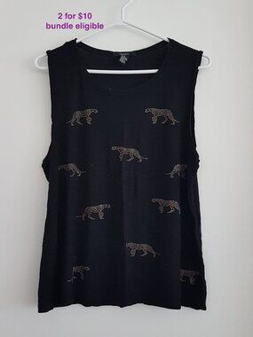 Forever 21 Cheetah Studded Flowy Tank Top Size M